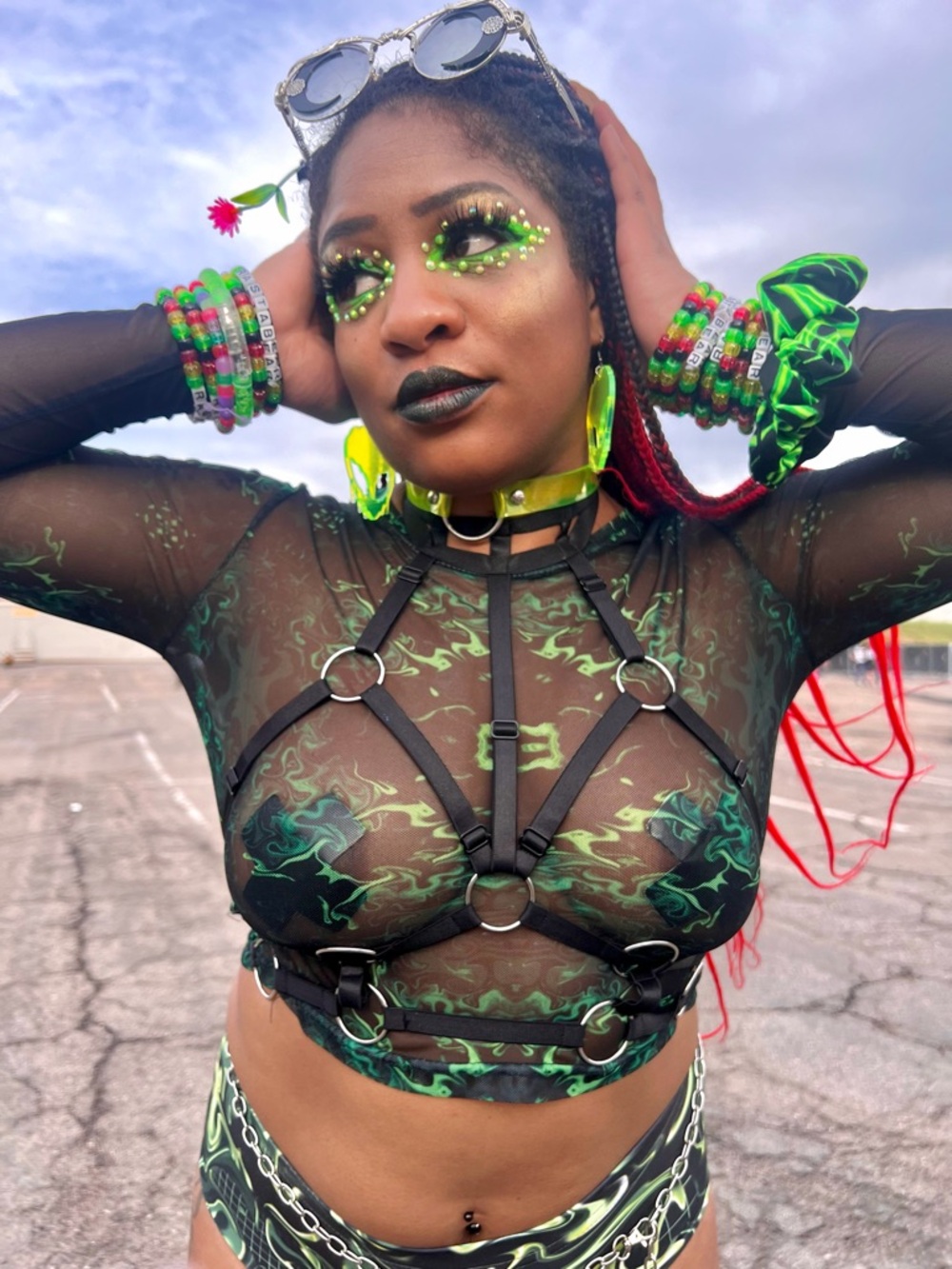 Glowiiscape Neon Green Mesh Crop Top